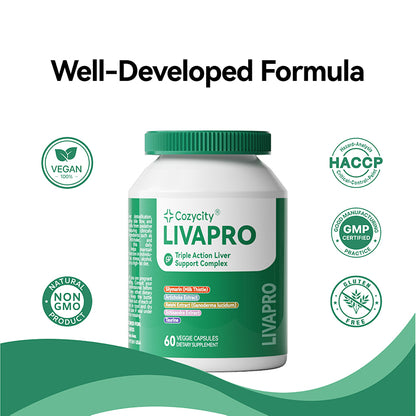 Cozycity Livapro Triple-Action Liver Support Complex – Daily Liver Health & Metabolism Support, 60 Capsules