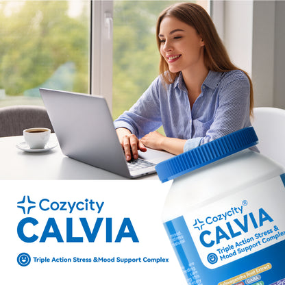 Cozycity CALVIA Triple-Action Mood Balance Complex – Stress Response & Calm Focus Support, 60 Capsules