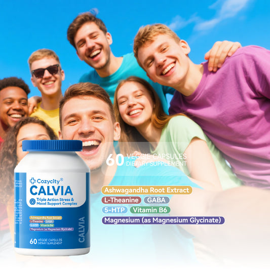 Cozycity CALVIA Triple-Action Mood Balance Complex – Stress Response & Calm Focus Support, 60 Capsules